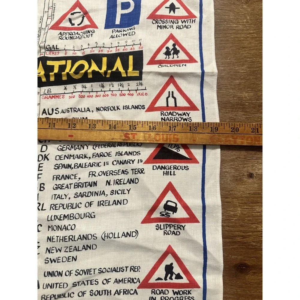 Vintage Linen International Road Signs Tea Towel Ireland Transportation
